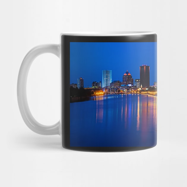 Rochester NY Skyline at Dusk Genesee River by WayneOxfordPh